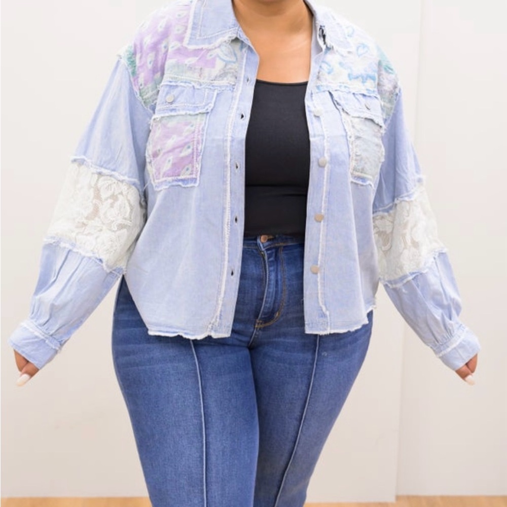 Super Sale - Pol Stylish Patchwork Denim Shirt - image 2